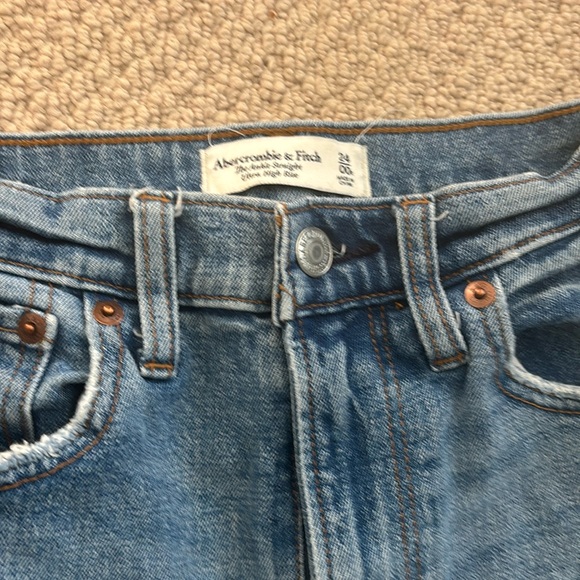 Abercrombie Ripped Ankle Straight Ultra High Rise Jeans Size 24/00 - Picture 1 of 4